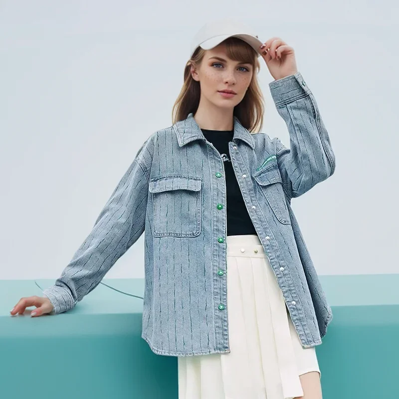 Semir 2024 giacca di jeans donna Design di media lunghezza Sense Women Trendy Cool Personality risvolto allentato Top colpisce i cappotti da strada