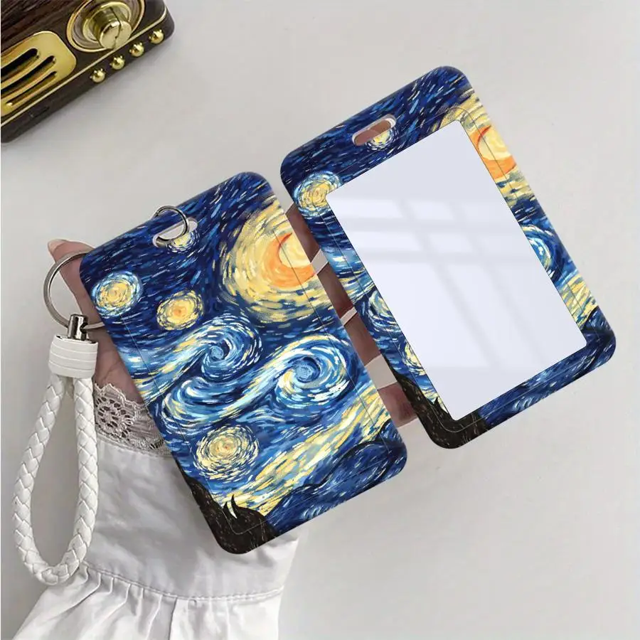 Van Gogh 1Pc Card Holder Retractable Credit Card Holders Holders Child Bus with lanyard Bank ID Badge Cover Case