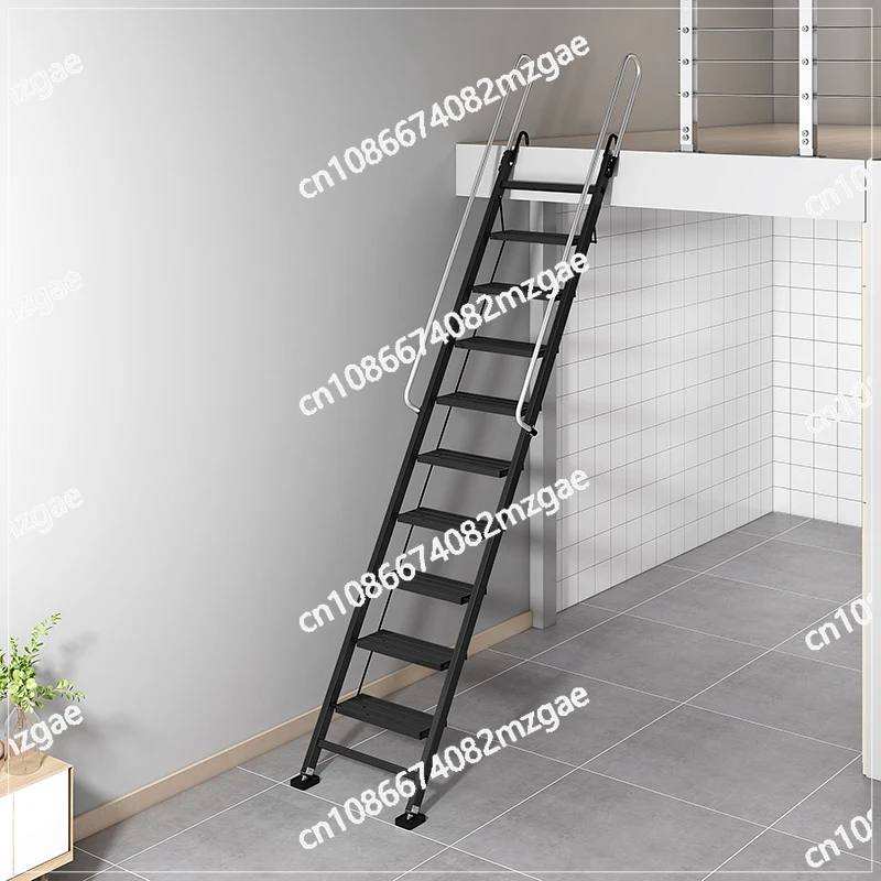 سلم منزلي قابل للطي، رفع العلية، سبائك الألومنيوم السميكة الداخلية والخارجية، 12 خطوة، تلسكوبي متعدد الوظائف