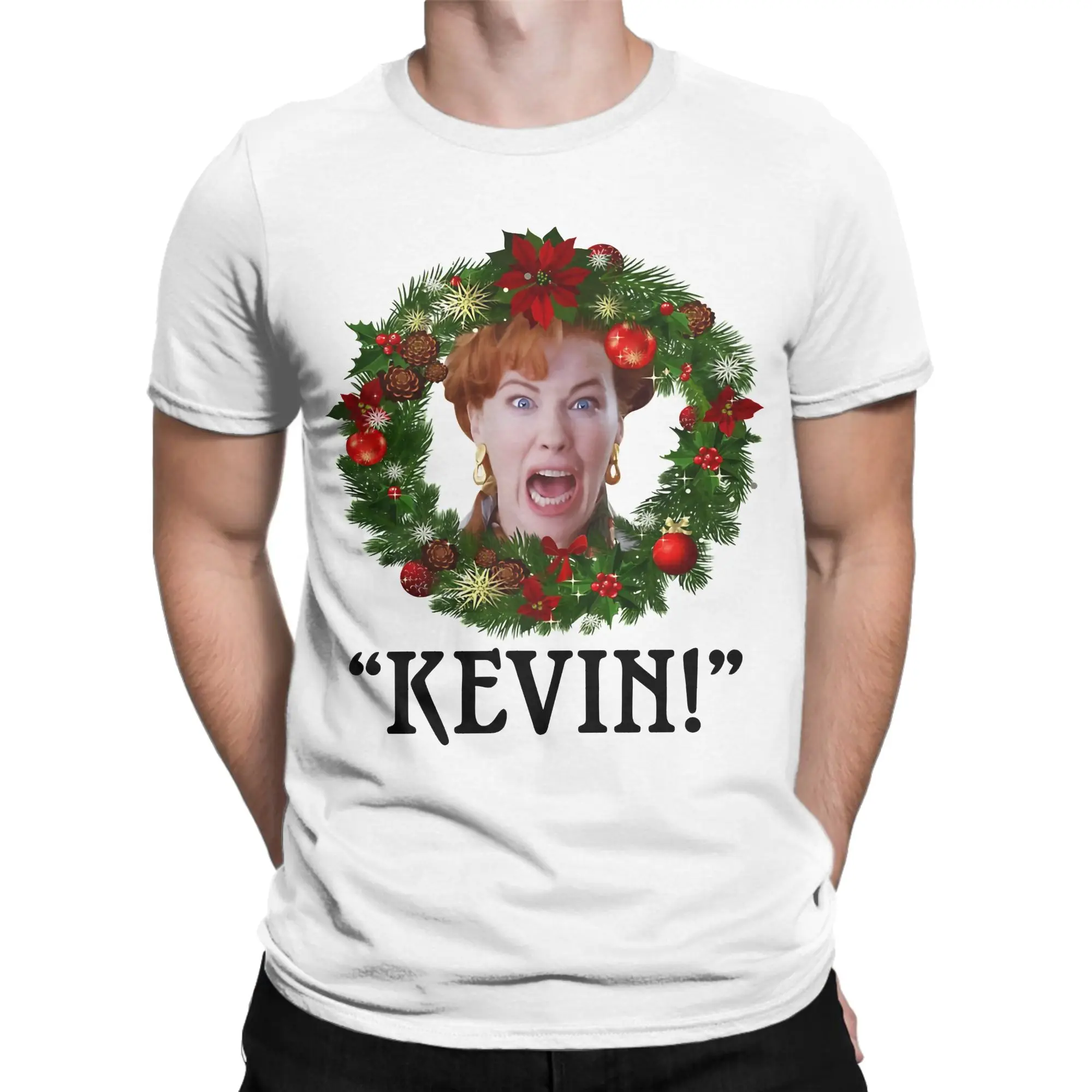 THE ORIGINAL Kevin Home Alone T-Shirts for Men  Humorous 100% Cotton Tees Crewneck Short Sleeve T Shirts Gift Tops