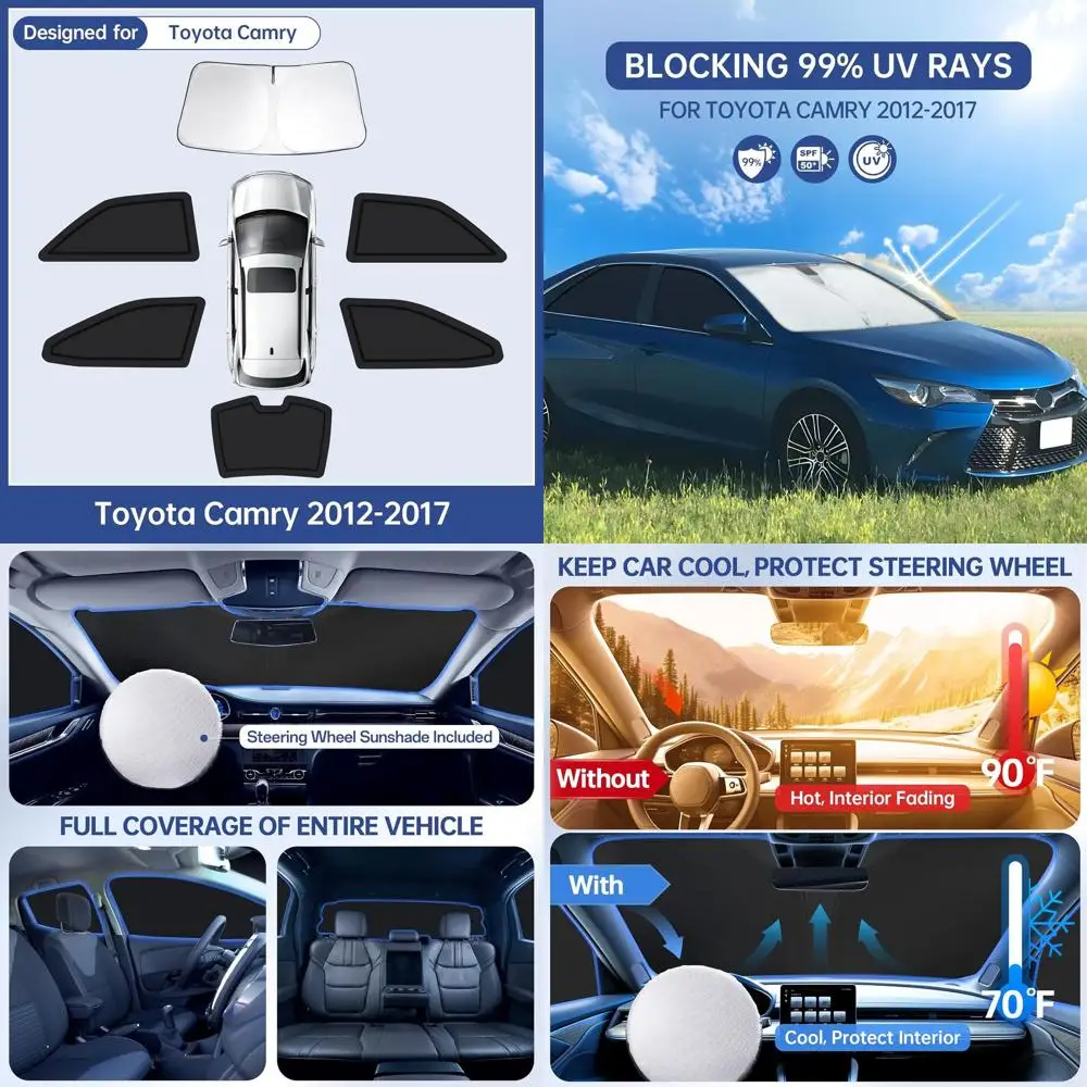 

Car Window Shades Set - Full Privacy Protection for Windshield and Side Rear Windows, UV Blocking Sunshades for Camping and Napp