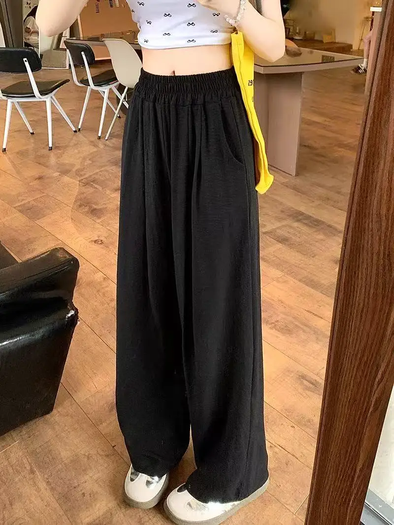 Summer Women Sweet Colorful Ice Silk Pants Lady Baggy Versatile Elastic Straigh… - Image 4