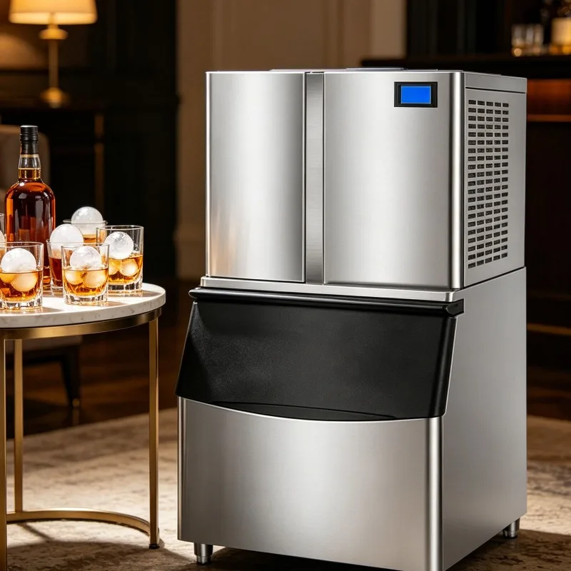 Ice Maker Machine Commercial Stainless Steel Automatic Ice Machine for Bars, Hotels, Cafes, Making Cubes, Cylinders & Nuggets