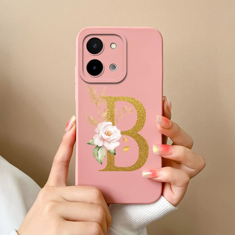 Casing ponsel untuk Vivo Y28 4G Capa Fashion estetika A To Z huruf halus pelindung cair Shell Cover untuk Vivo Y 28 Bumper Fundas