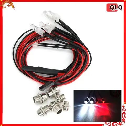 New 4 LED/6 LED/8 LED Light Kit 2 White 2 Red 2 Blue for 1/10 1/8 HSP SCX10 D90 HPI RC Car RC Model Drift Car Headlight
