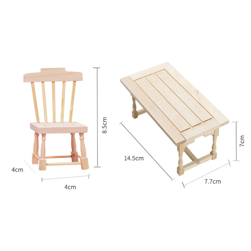 ドールハウス装飾アクセサリー,ミニチュア木製コンピューターデスクチェア,家具,1セット1/12