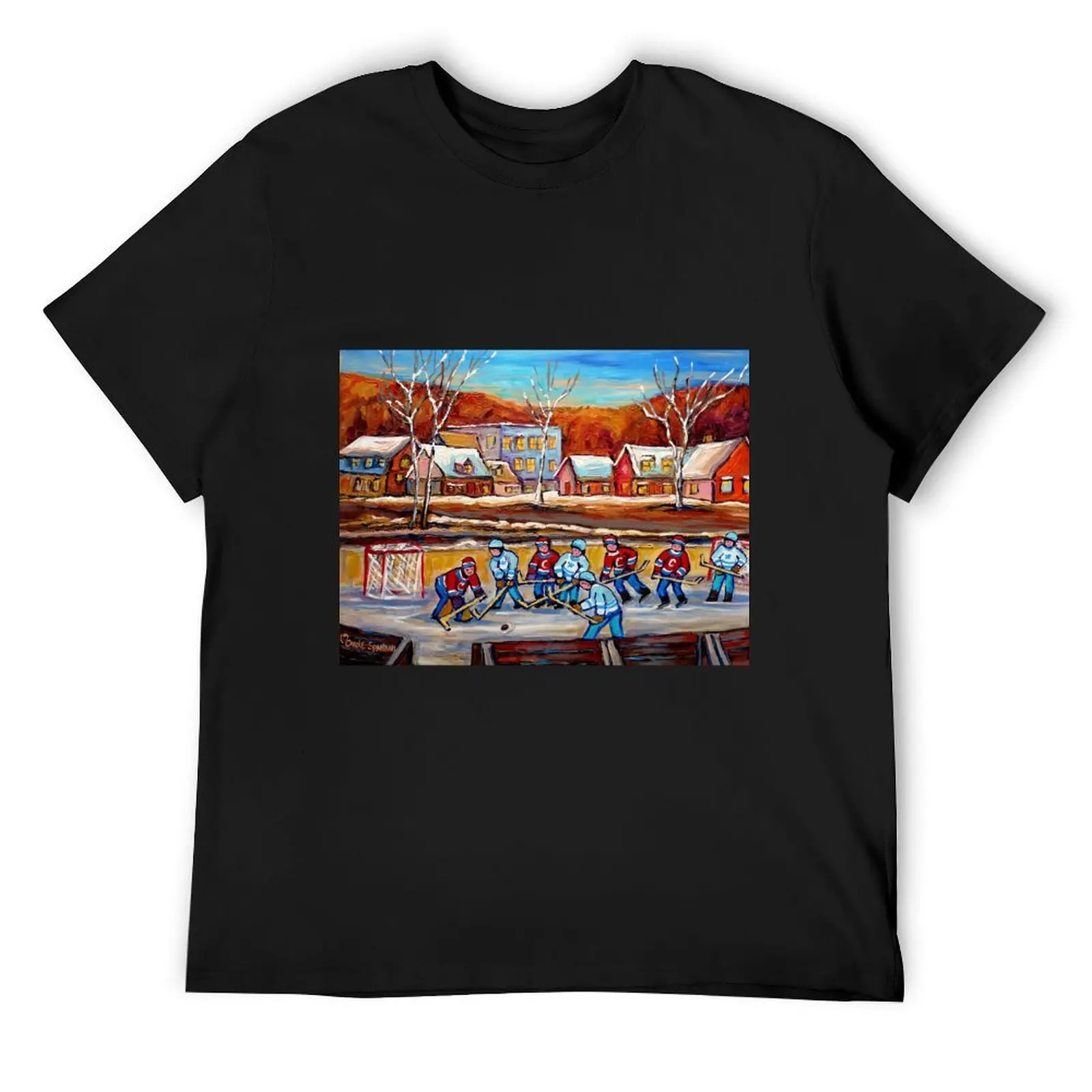 

CANADIAN SCENERY POND HOCKEY ART PAINTINGS OF CANADA CAROLE SPANDAU T-Shirt summer 2025 Blouse mens t shirts casual stylish