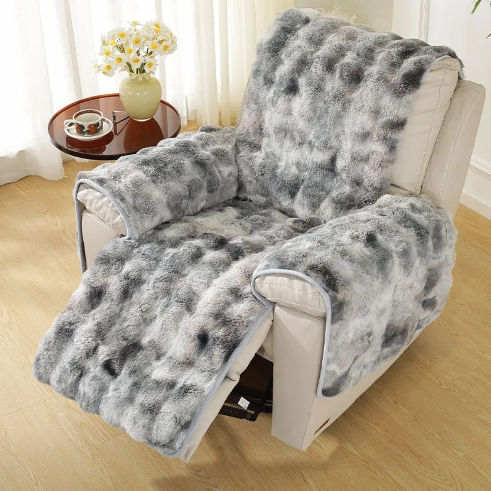 

New Plush Chair Slipcover Shaggy Washable Sofa Cover Faux Fur Easy-Going Recliner Chair Cover