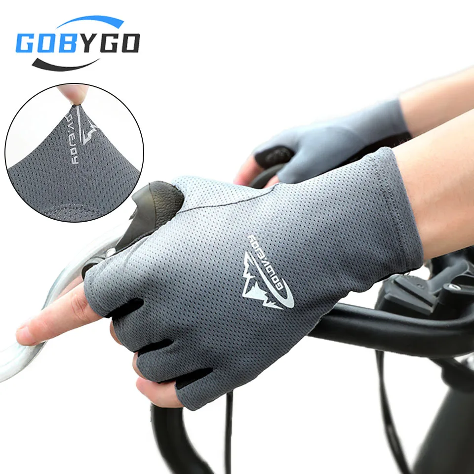 

Велоперчатки GOBYGO (1 пара), перчатки для бега и рыбалки, перчатки для езды на велосипеде, противоскользящие, из ледяного шелка, солнцезащитные, дышащие, без пальцев