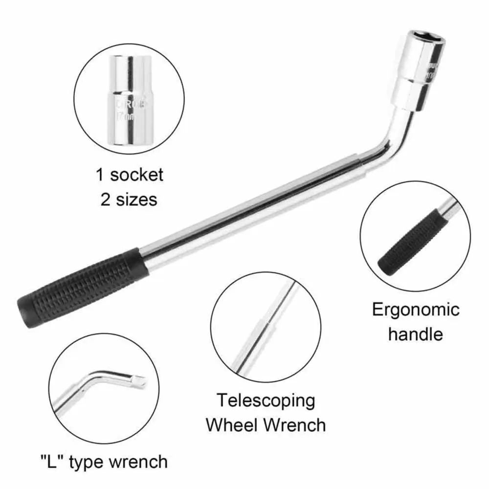 Professionele Uitschuifbare Wiel Brace Wrench Telescopische met Socket Band Moer 17mm 19mm 21mm 23mm voor Auto Reparaties Gereedschap