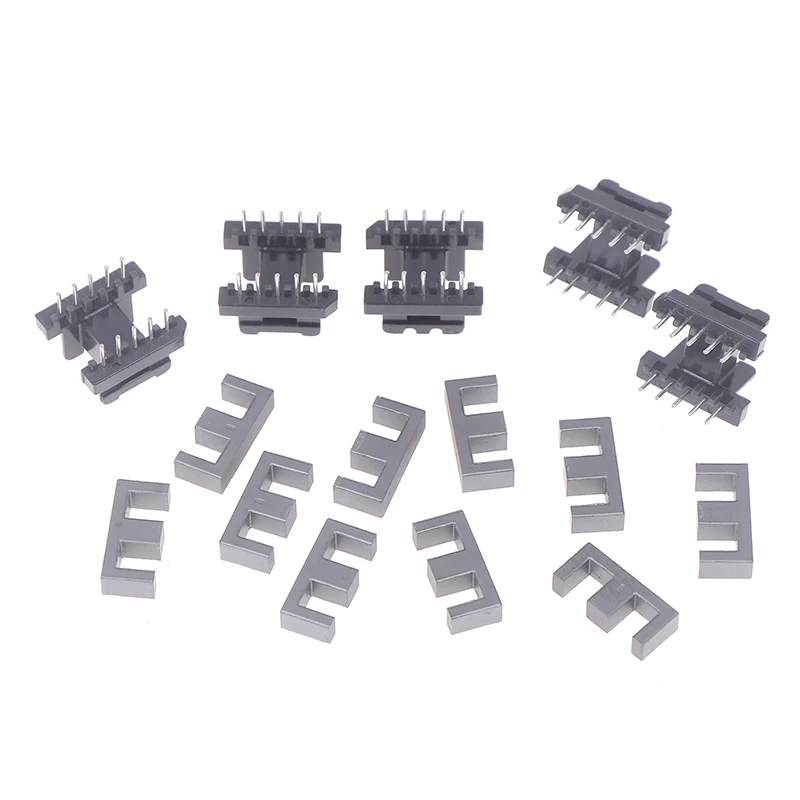 Pack of Five EE19 5Pin Transformer Bobbins, Vertical Positioning with PC40 Ferrite Core, 10 Ferrite Halves