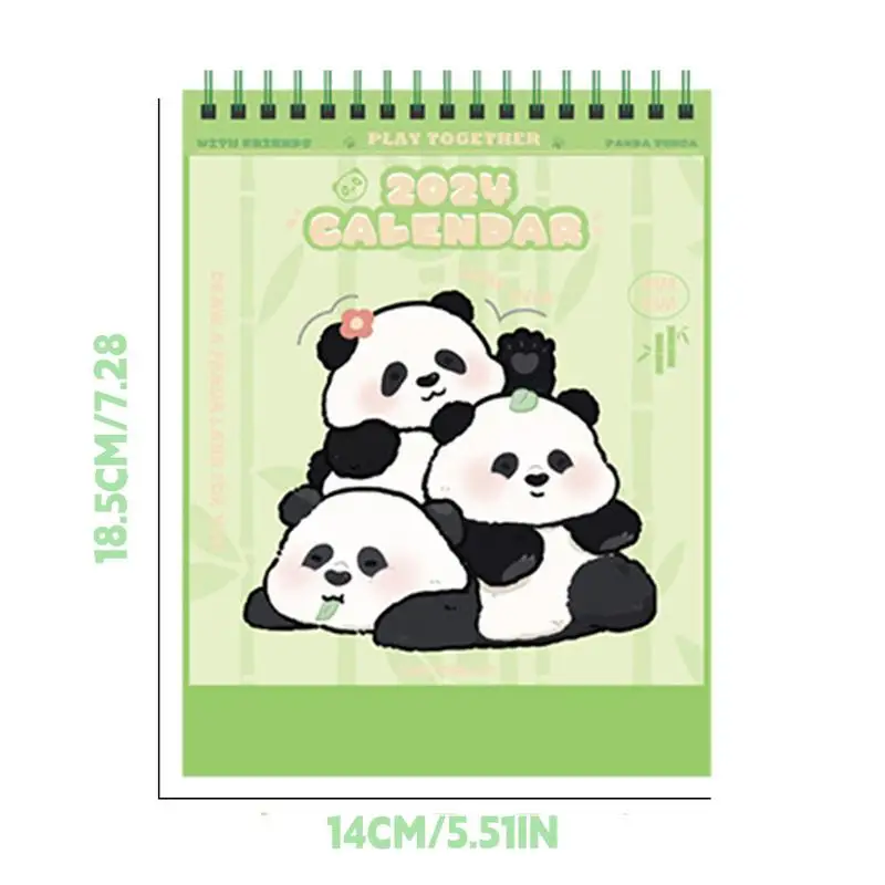 2024 الباندا التقويم سطح المكتب الباندا التقويم ديكور معدني مزدوج الموضوع ملزمة لوازم الديكور للمكاتب المنازل والمكاتب