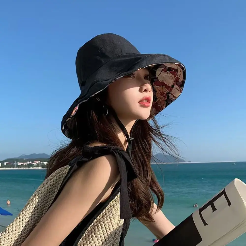 High Quality Double-Sided Printed Sun Hat Large Brim UV Protection Bucket Hat Sun Protection Breathable Basin Hat for Women