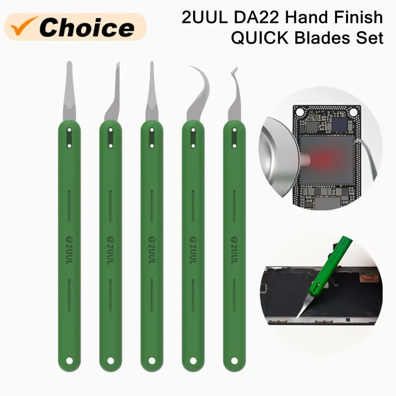 2UUL DA22 5 in 1 Hand Polished Prying Blade Set for Mobile Phone Motherboard CPU PCB Tiering Side Glue Cutting Scraping Knife