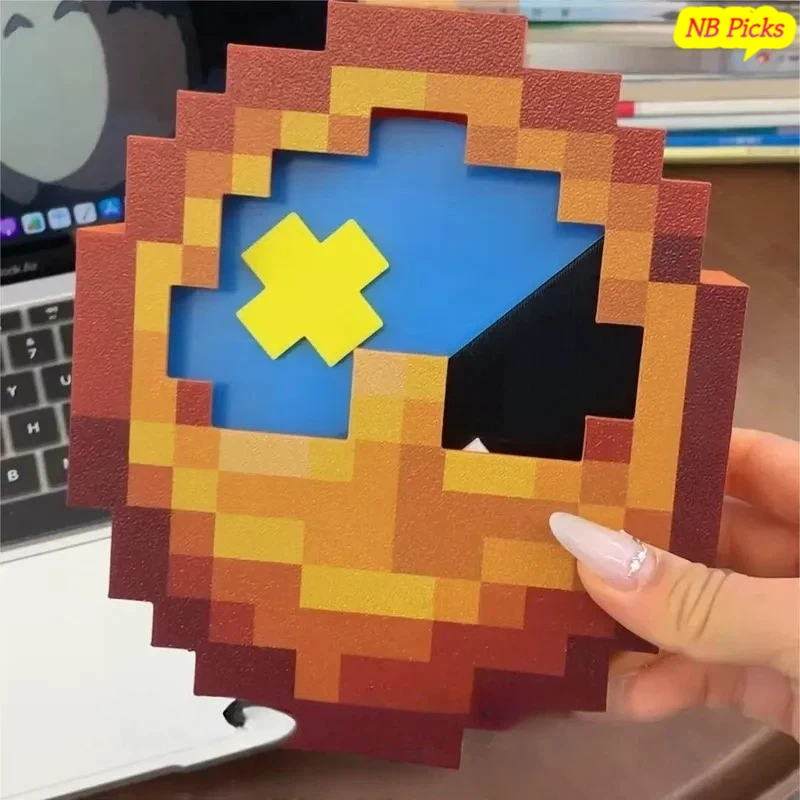 

24/12-Hour Mosaic Clock High-Quality Pixel-Style Mc Annoying Villagers Game Clock Sun - Moon Swingable Clock Wall Desk Decor