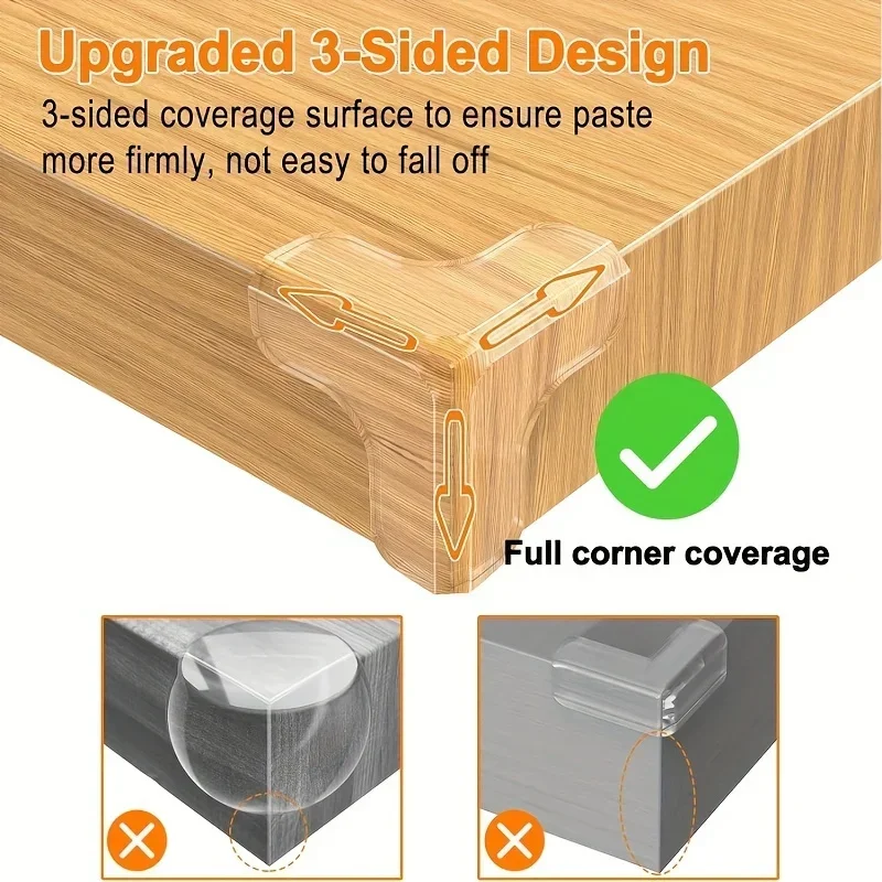 4/8/12/16pcs Anti-Collision Corner Protection, T-Shape Full Round Transparent T-Shape, Furniture Corner