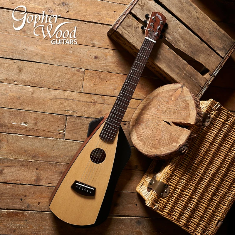 New and Genuine Gopher Wood Acoustic Guitar i-Trekking Mini and Travel Guitar Solid Top  SoundPillar Teck