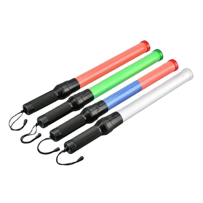 54cm Road Traffic Wand Safety Red Green LED Light Traffic Air Marshaling Warning Wrist Strap Lanyard Parking Attendant Vehicle