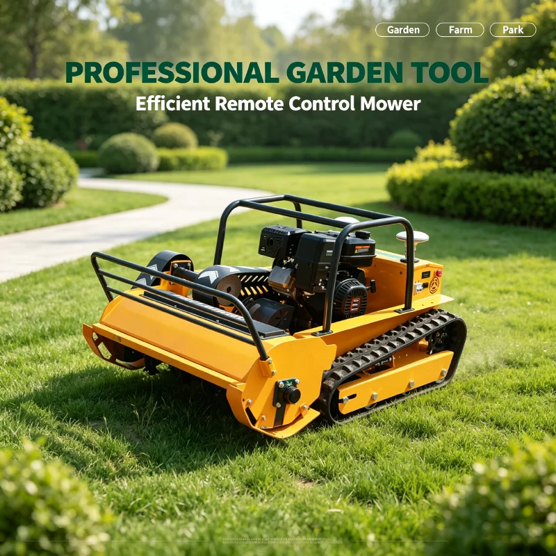 Customized CE EPA Rubber-Tracked Remote Control Lawn Mower Electric 4-Wheel Drive Self-Propelled Mower Hillside All-Terrain
