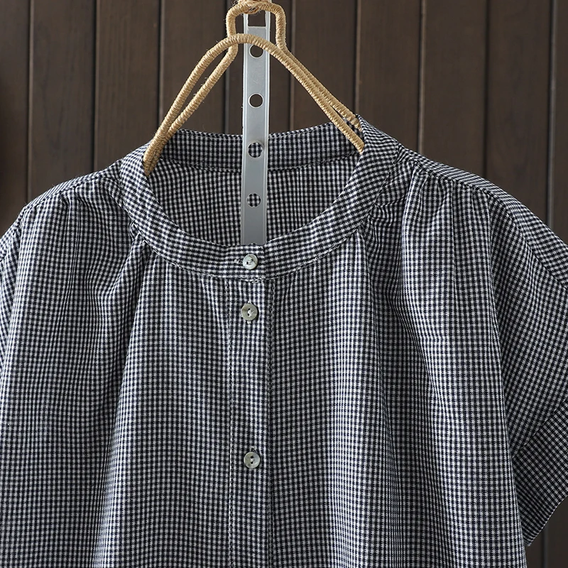 Kemeja Wanita Kerah Tegak Moti - Linen Shirt Breathable ulasan dan harga