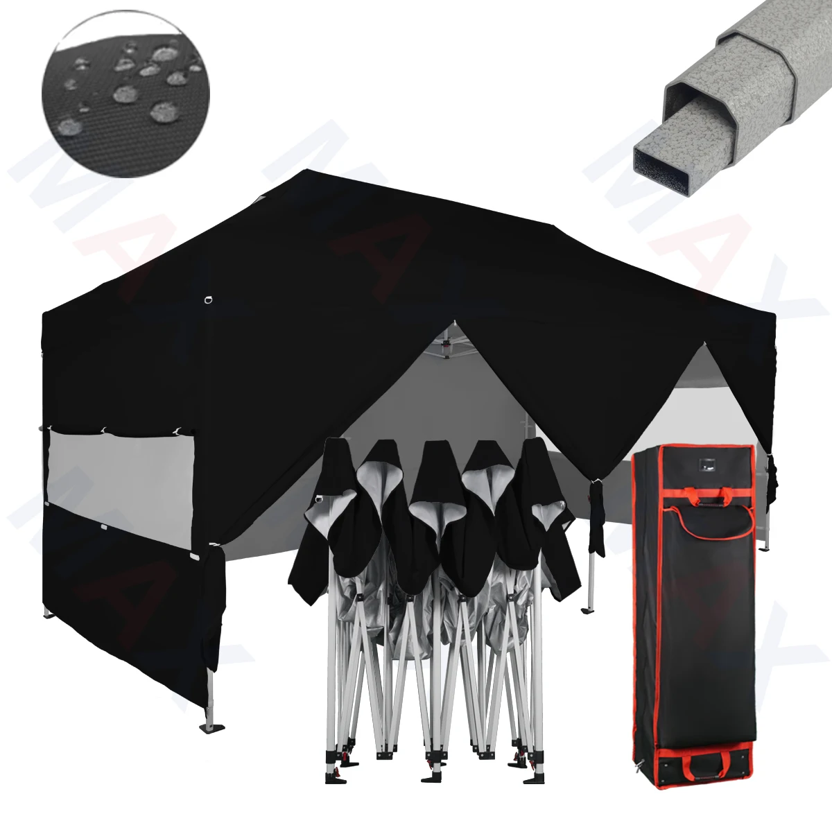 Black Octeel 1020 Sidewall Kits with Window Outdoor Pop up Instant Folding Gazebo Wedding Tent for 100 People
