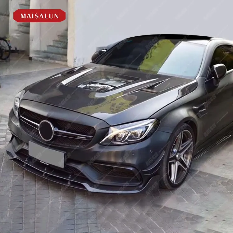 عالية الجودة شفافة محرك هود W205 ألياف الكربون قطع غيار السيارات غطاء محرك السيارة بونيه لمرسيدس بنز C الفئة W205