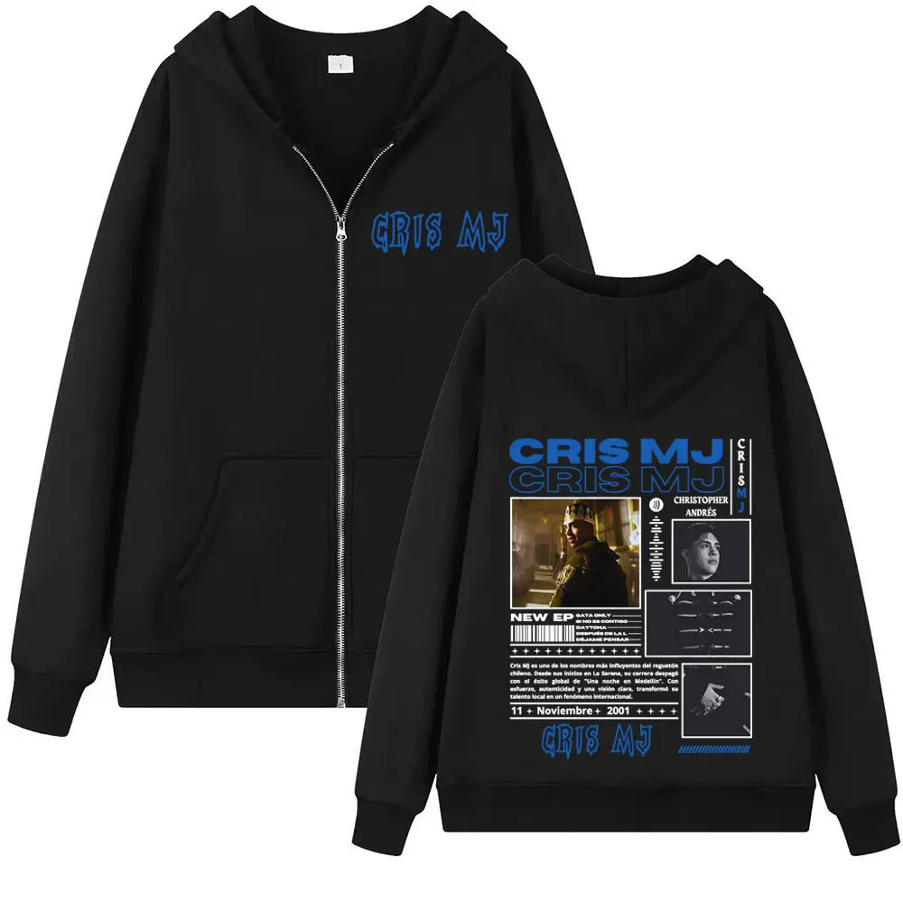 2025 الخريف/الشتاء Rapist كريس MJ ألبوم جولة الجرافيك هوديي الرجال ريترو قلنسوة بسحاب القطن سستة معطف البلوز #1