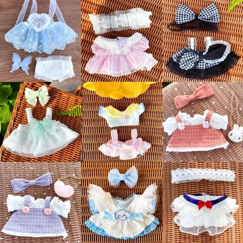 

Spot Cotton Doll 20cm Baby Clothes Spring/Summer Dress Set Princess Skirt Bombed Hair Naked Baby Replacement