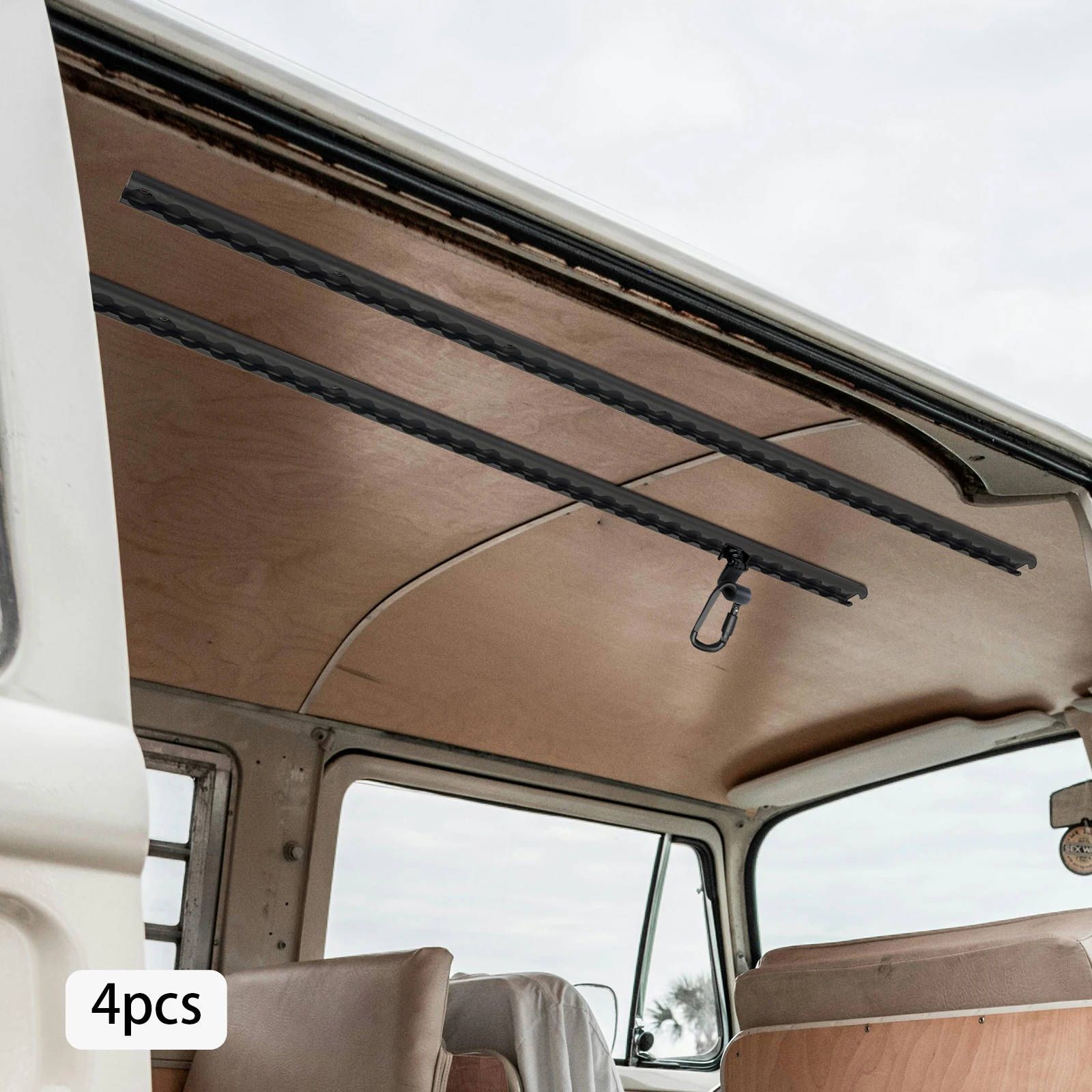 

4PCS Black L Track Rail 3FT 6061 Aluminum Alloy with Black Oxidation Finish for Truck Trailer Van Floor Wall Mounted Heavy Duty