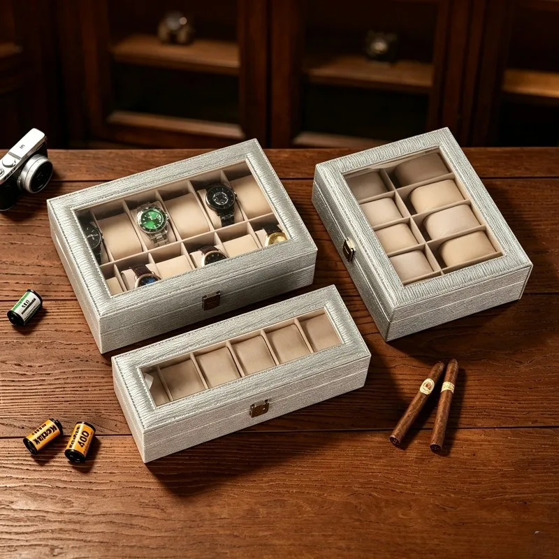 6/10/12 Slot Dustproof Watch Box Leather Minimalist Modern Watches Boxes Multipurpose Wrist Watches Organizer Cases Gifts Case