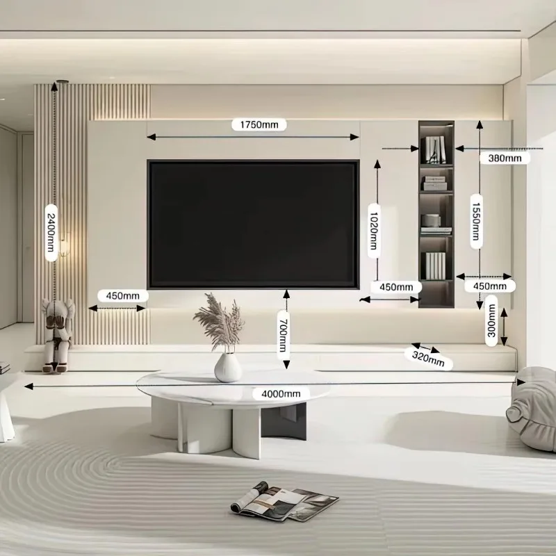 

Modern Design Wall Mounted TV Cabinet with Light Emitting Diode Wooden TV Stand for Home Living Room Furniture