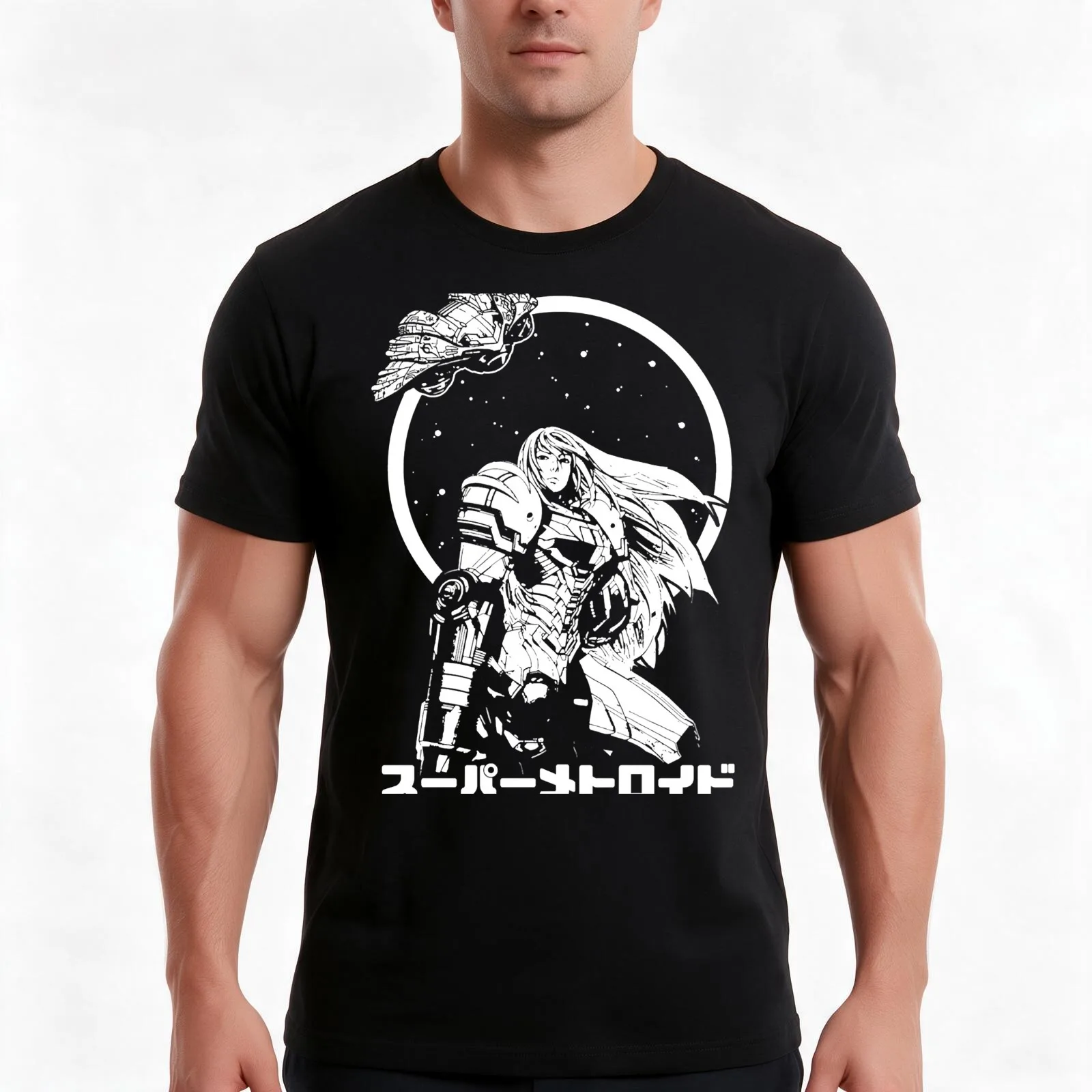 SAMUS ARAN T-Shirt, Summer Casual Cotton Tee, Oversized Streetwear Tops, Vintage Graphic Print, Loose Fit Short Sleeve