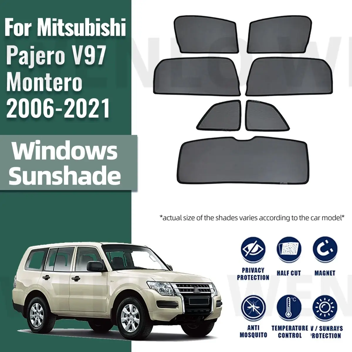 For Mitsubishi Pajero V97 Montero Shogun 2006-2021 Car Window SunShade UV Protection Auto Curtain Sun Shade Visor Net Mesh