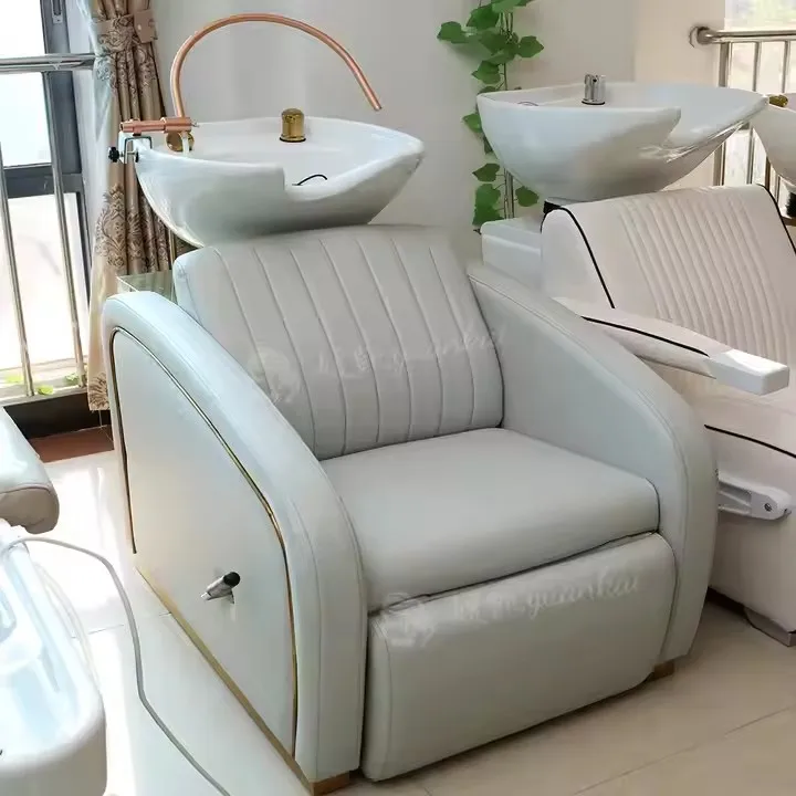 Modern Ceramic Semi-reclining Shampoo Bed With Metal Frame For Hair Care In Salons, Barbershops, Living Rooms