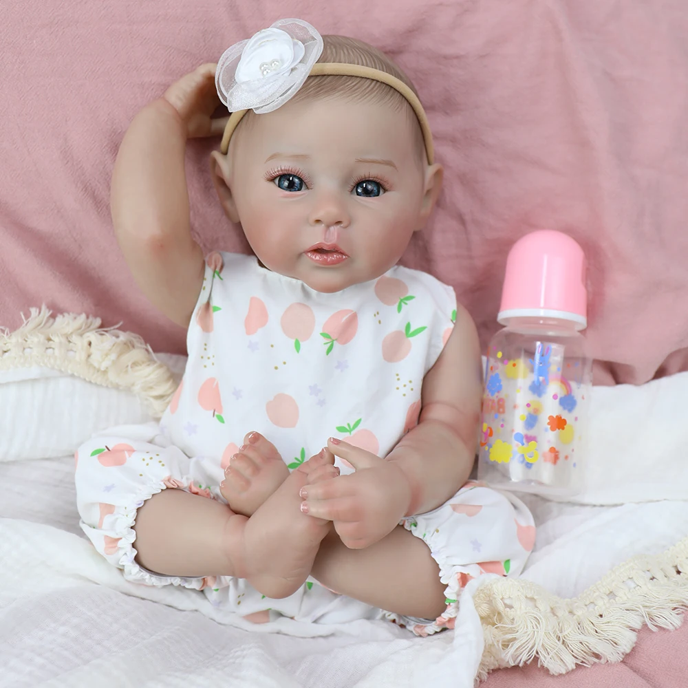 18 inch Full Body Siliconen Vinyl Reborn Baby Raven Wasbare Pop met Handgeschilderd Haar Bebe Reborn Speelgoed Kerstcadeaus voor Meisje