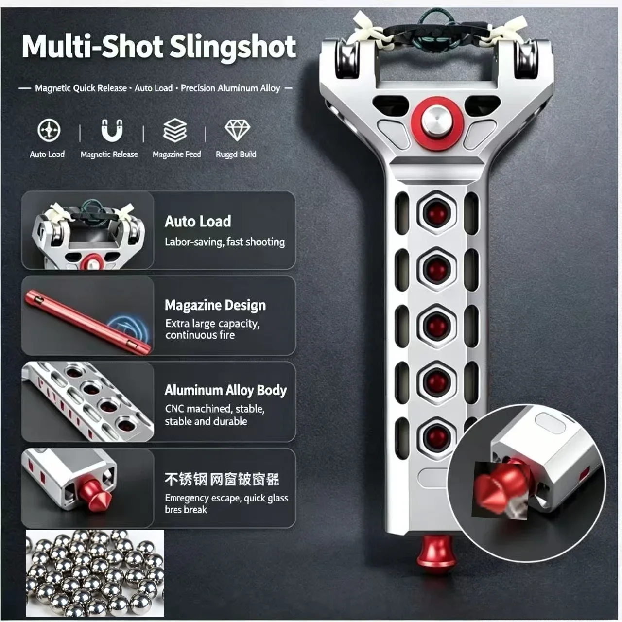 Aluminum Alloy Automatic Loading Rapid Fire Portable Outdoor Hunting Equipment