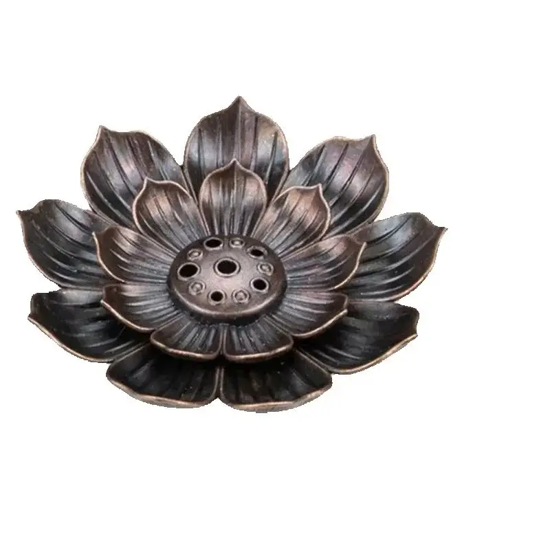 New 1PC Alloy Incense Burner Stick Holder Plate Buddhism Lotus Censer Bronze Nasturtium Incense Burner