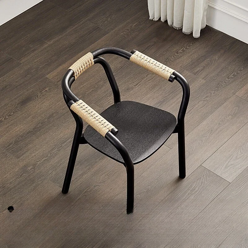 study circle chair, Danish solid wood rope festival dining chair, new Chinese rattan back chair, modern simple armc