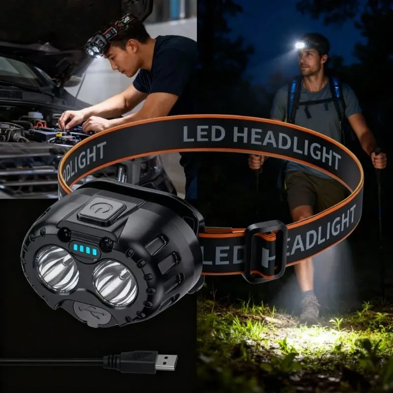 

Emergency Head Flashlight Motion Sensor LED Forehead Flashlight USB Charging 250LM XPE LED Headlamp for Outdoor Fishing