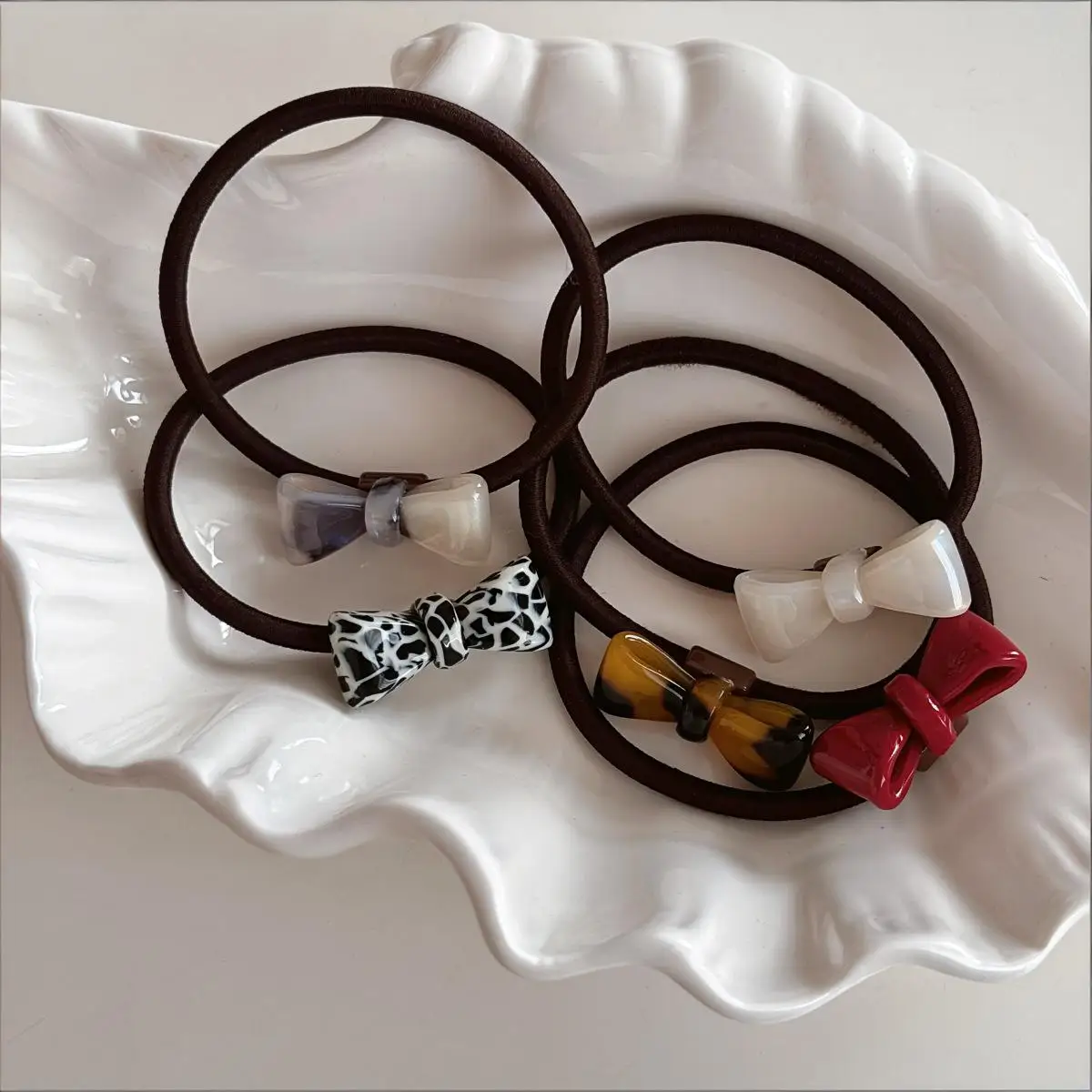 

Korean Woman Bowknot Acetate Hair Ties Small Elastic Hairband Girls High Rubber Band Ponytail Holders Lady Scrunchies Hair Rope