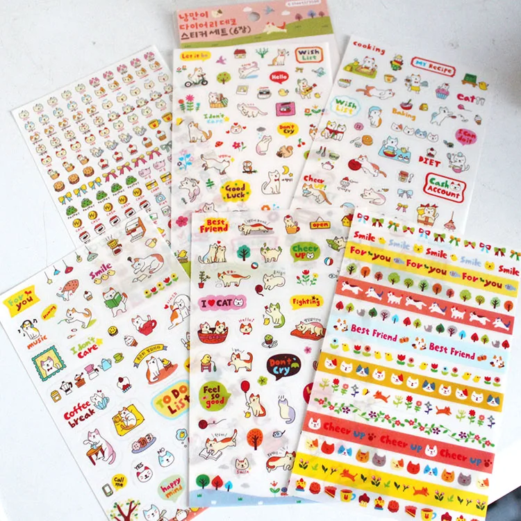 Cookie Mädchen Katze Pflanze Haustier Wasserdichte Hand Konto Flache Telefon Fall DIY Aufkleber Malerei Scrapbooking Material – Detail 15