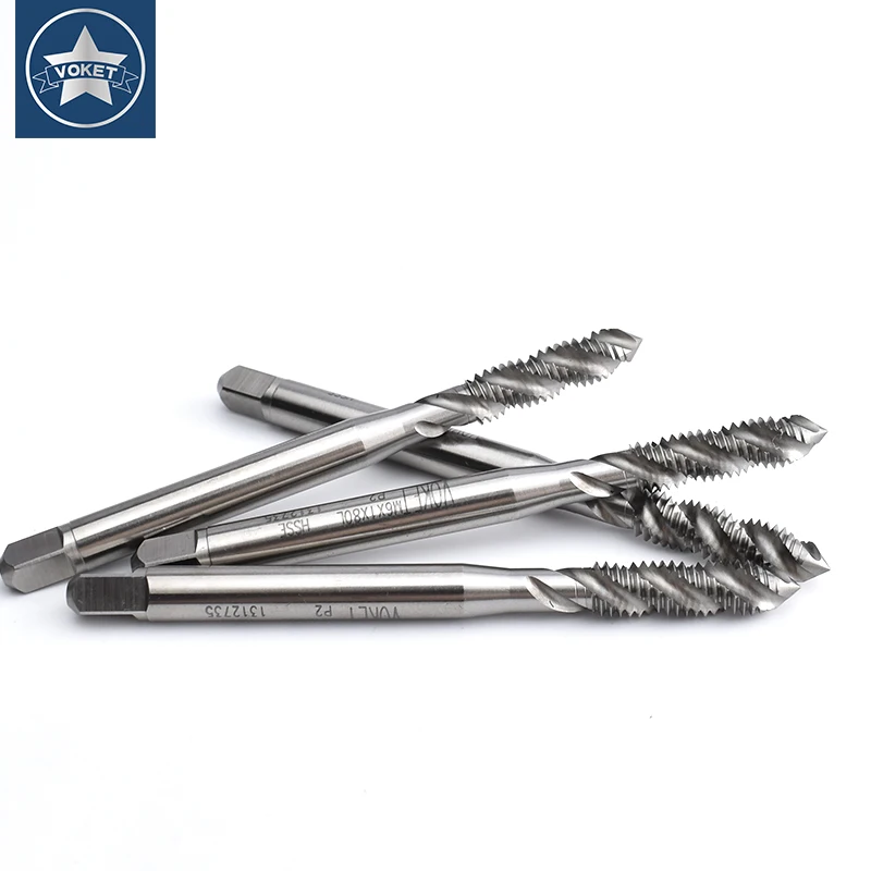 

VOKET HSSE-M35 JIS Standard Long Shank 80MM Spiral Fluted Tap M1.4 M1.6 M2 M2.5 M3 M4 M5 M6 Metric Machine Screw Thread Taps