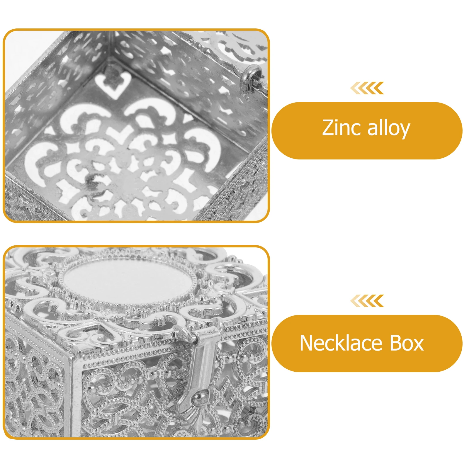

Metal Gift Box Vintage Jewelry Container Bracelet Case Organizer Zinc Alloy Holder Silver Color Compact Lightweight Portable
