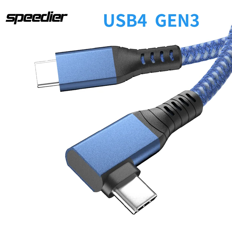 

USB4 Type C Cable USB 4.0 40Gbps 1m Right Angle Male Cord PD 100W Fast Charging TB 3 4 Compatible Elbow Cable