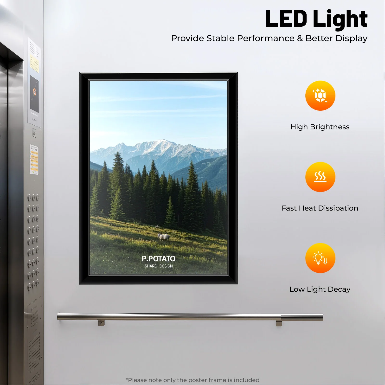 

LED Light Box LED Sign Black Frame Advertising Light Box for Poster Display Shop Restaurant Wall Mount