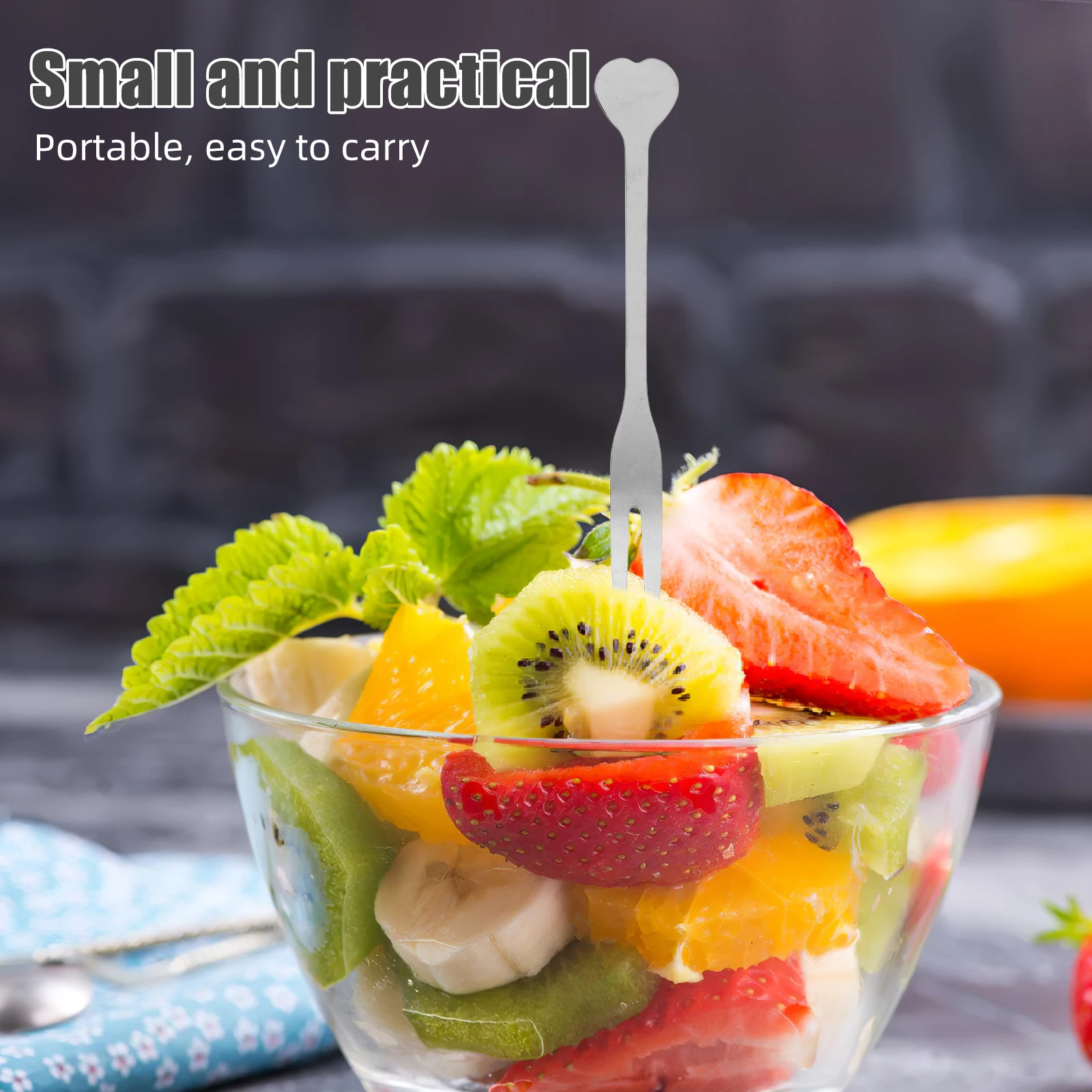 

10 Pcs Love Fruit Fork Charcuterie Serving Fruits Stainless Steel Picks Reusable