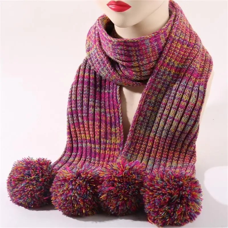 

M89C Warm Knit Hat & Scarf set Stylish Hat with Long Neckwear Boy & Girls Winter Hat & Scarf for Cold Weather Protections