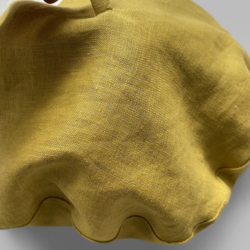 Spring Summer Yellow Linen Beret Korean Style Literary Painter Cap For Women Breathable Lightweight All Match Casual Hat