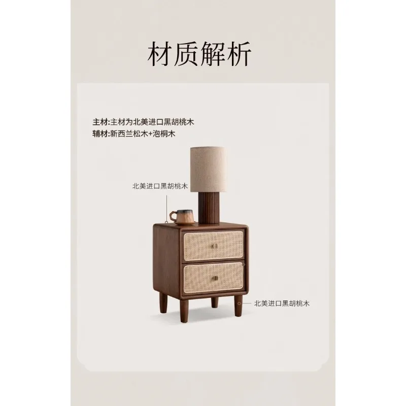Solid wood bedside table, bedroom light luxury bedside storage cabinet 5