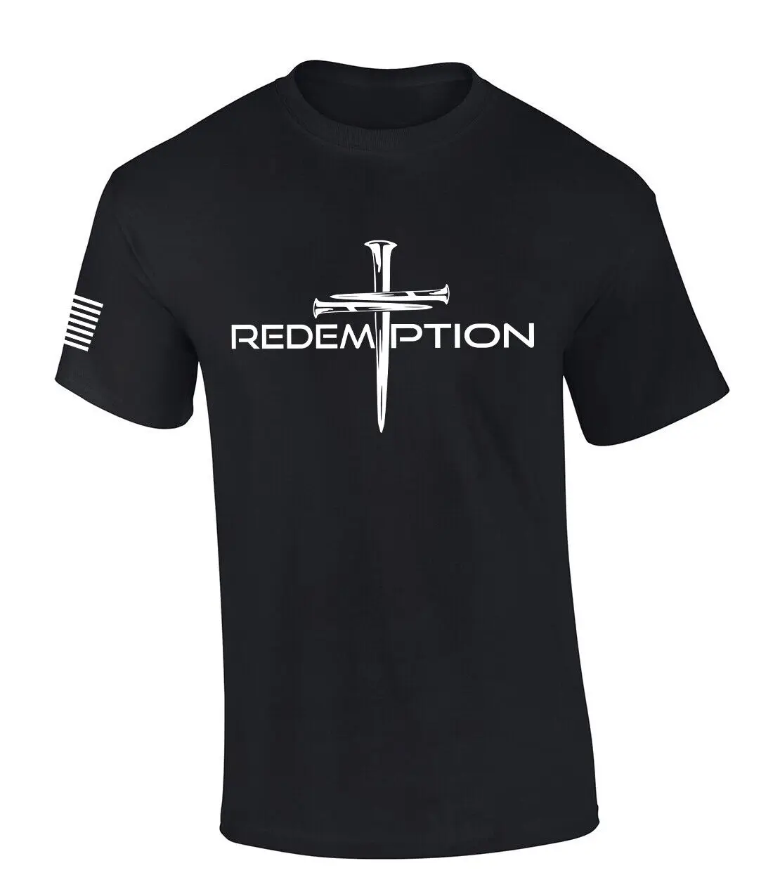 Mens Christian T Shirt Nail Cross Redemption